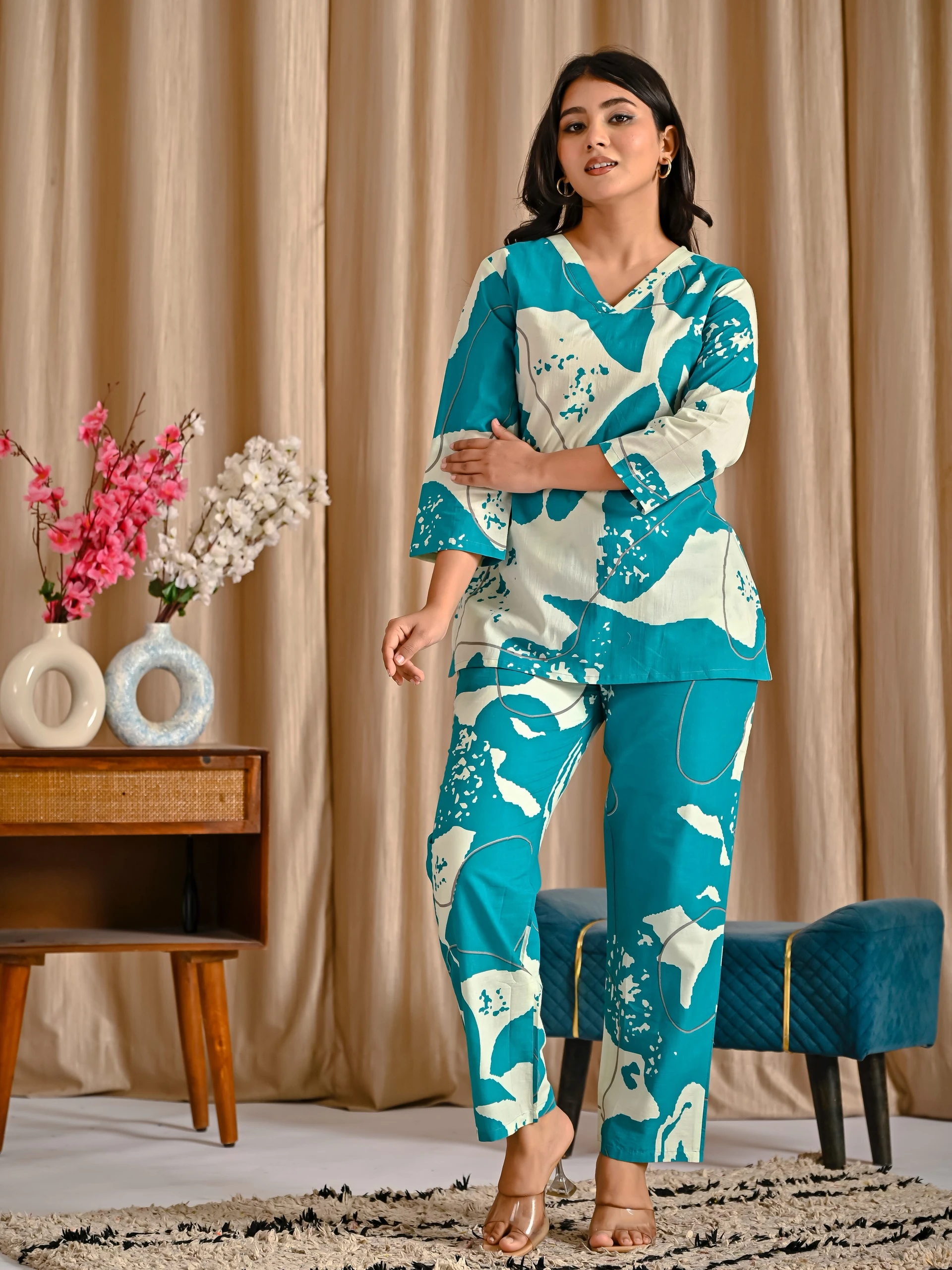 Tropwear Women Pure Cotton Kurti Palazzo Set image 2