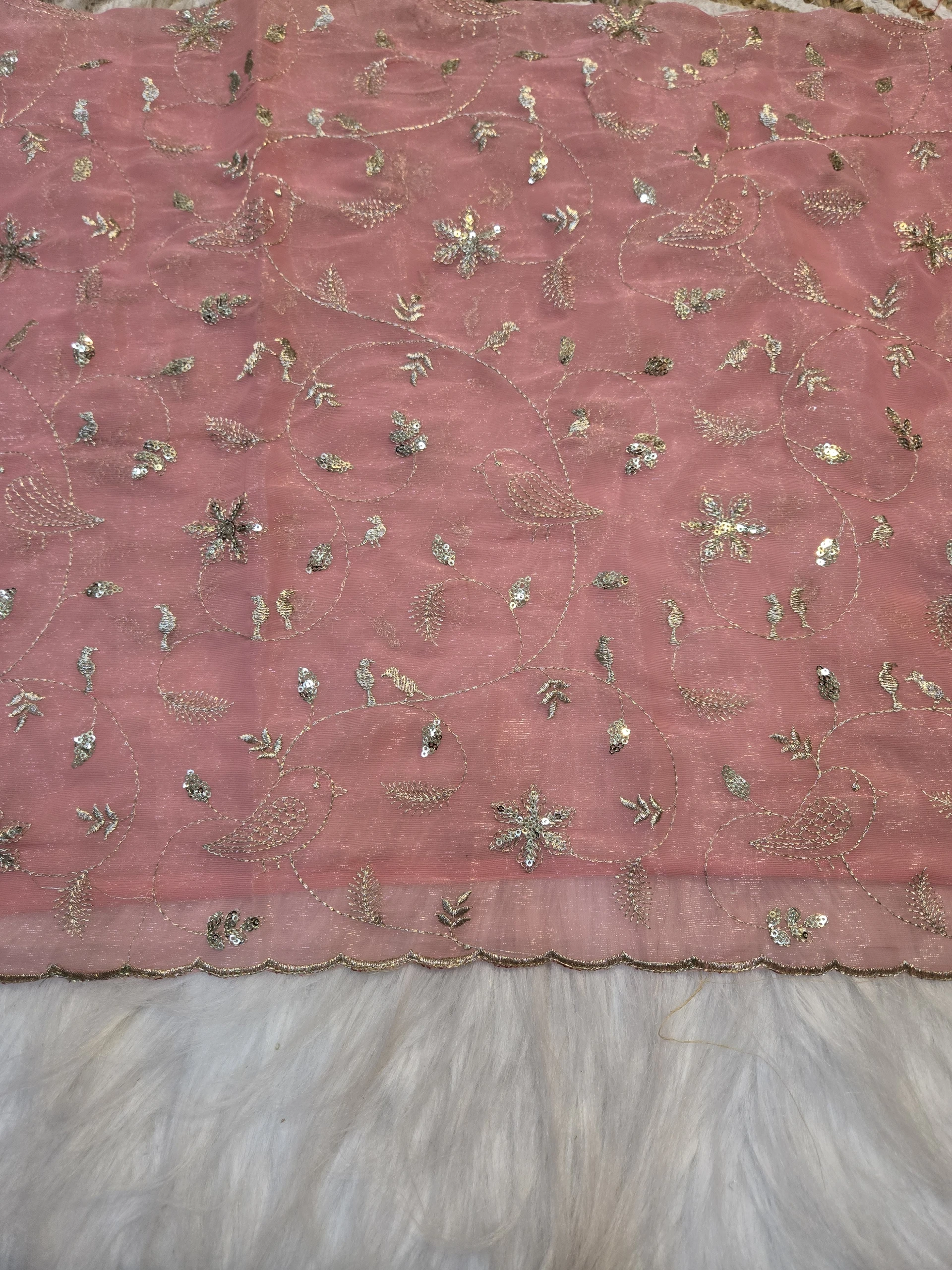 AMIYASILKMILLS Self Design, Embroidered Daily Wear Chiffon Saree (Light Green) image 4