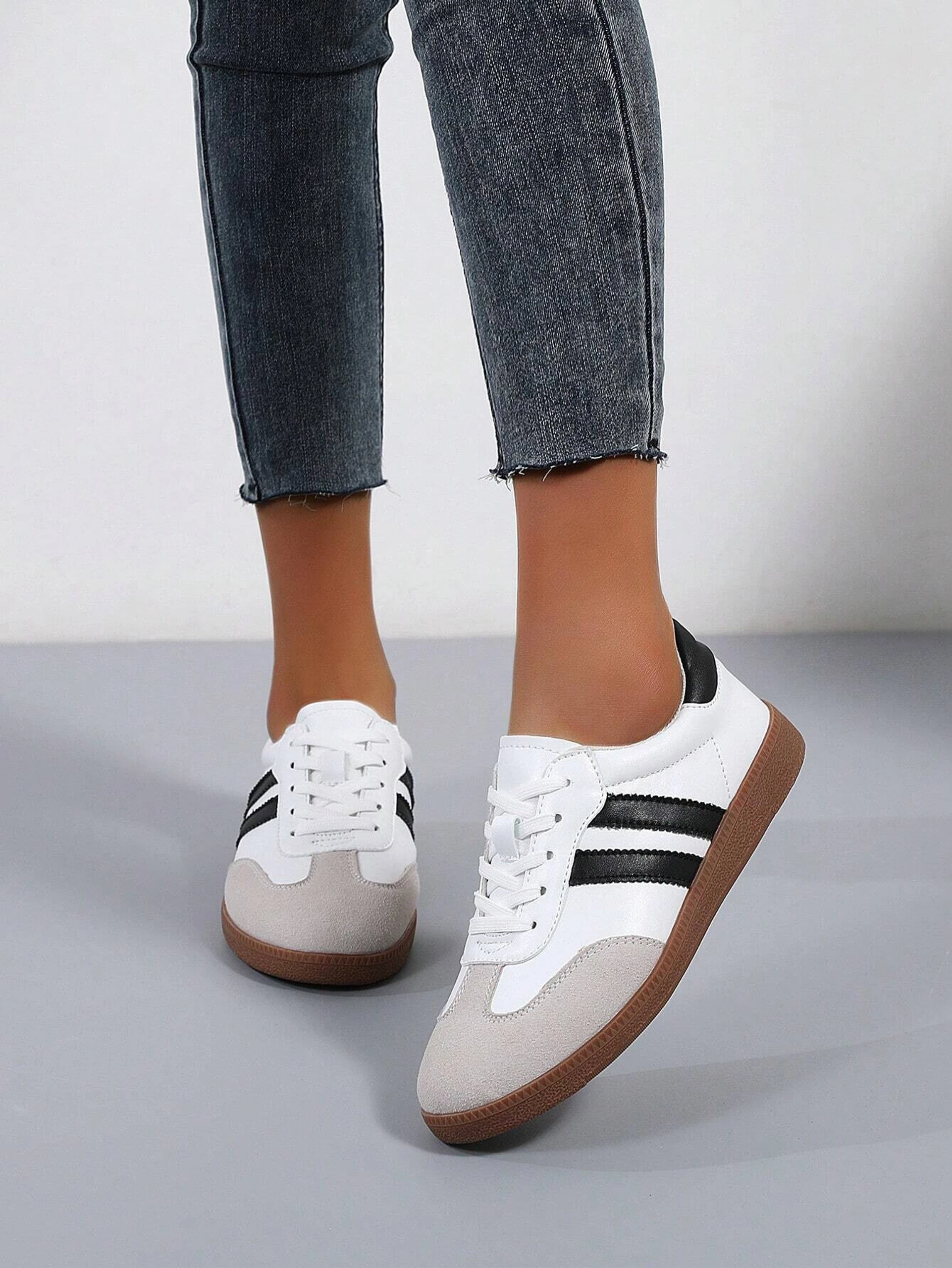 Layasa Colorblock Flat Sneakers with Ultra Soft Cushion Lace-Up All-Day Comfort Shoes| Sneakers For Women (White) image 4