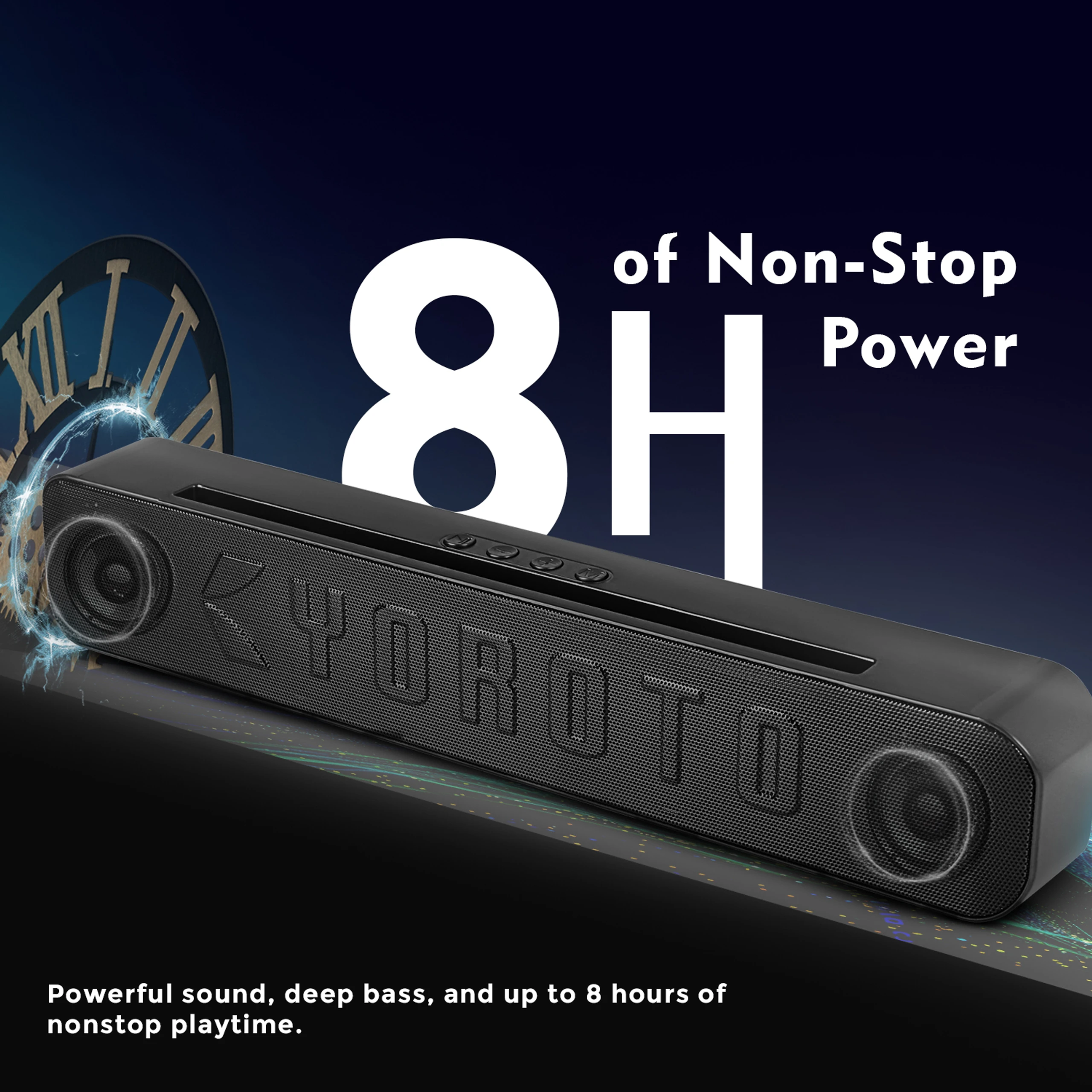 YOROTO Wireless Superior Sound bar with Ear-Shaking Sound & Ultra Powerful Bass 20 W Bluetooth Soundbar (Black, Stereo Channel) image 2