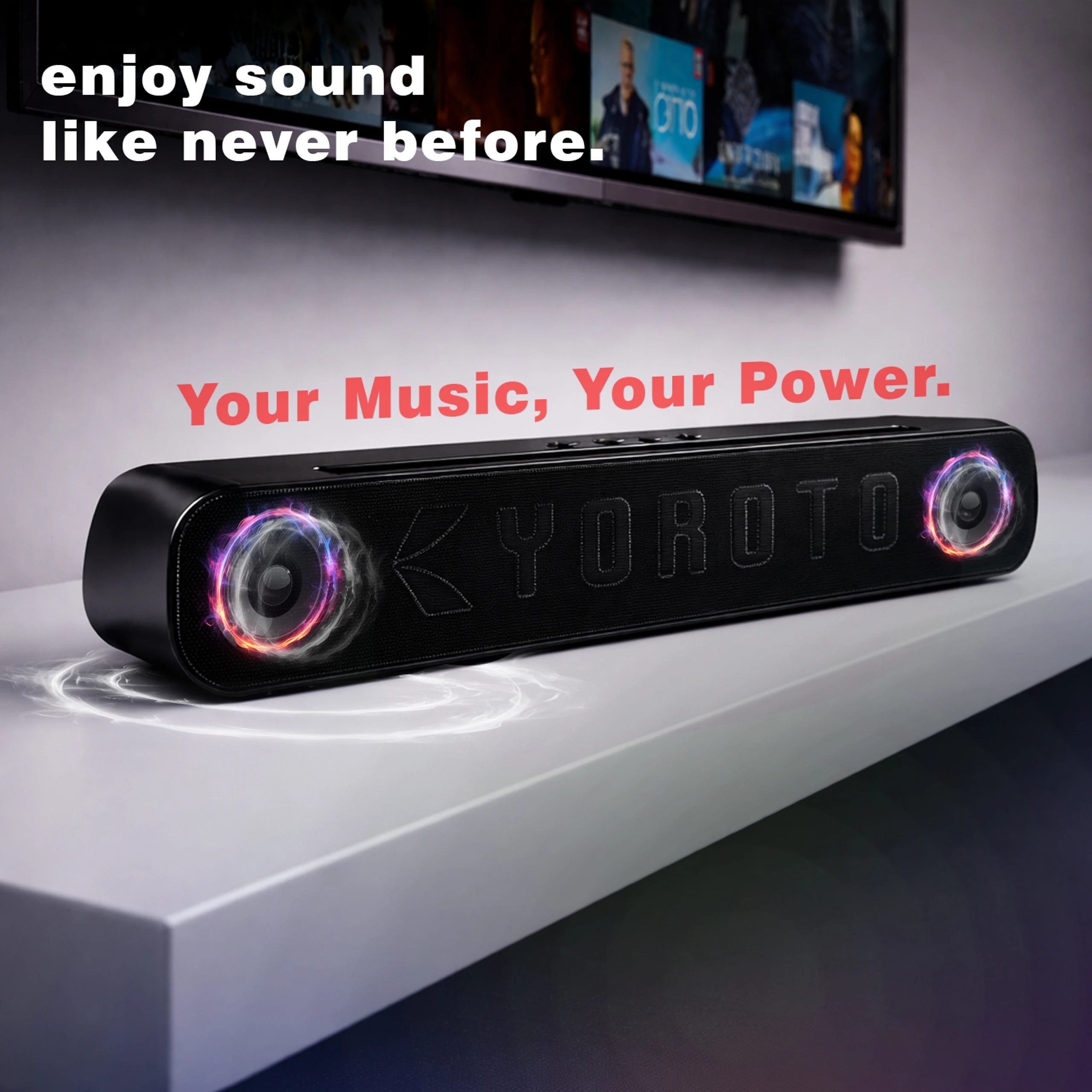 YOROTO Wireless Superior Sound bar with Ear-Shaking Sound & Ultra Powerful Bass 20 W Bluetooth Soundbar (Black, Stereo Channel) image 4
