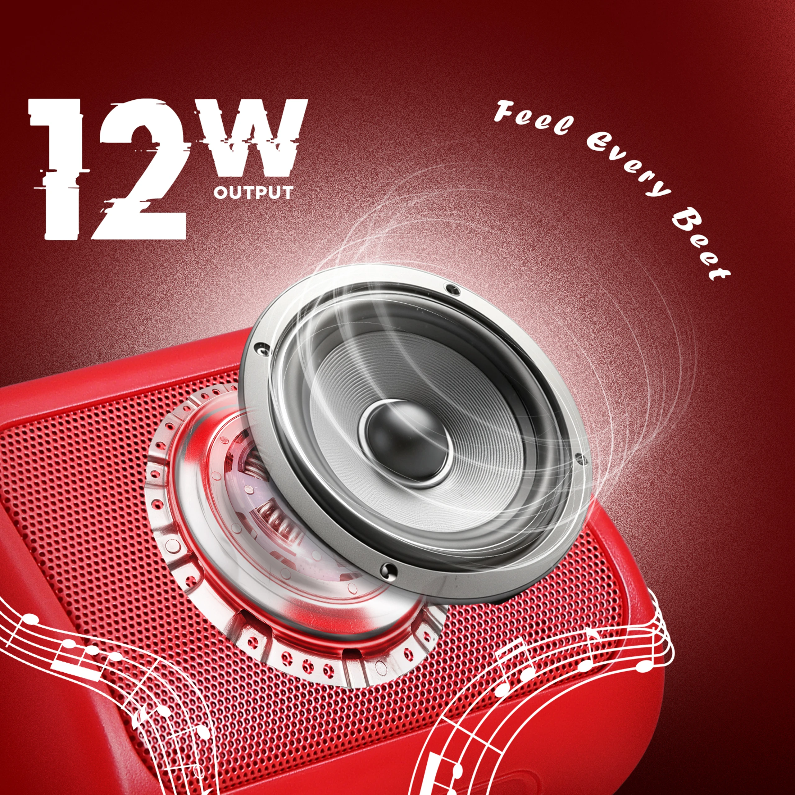 YOROTO Wireless Bluetooth Speaker with Clear Crystal Sound 12 W Bluetooth Speaker 12 W Bluetooth Speaker (Red, Stereo Channel) image 2