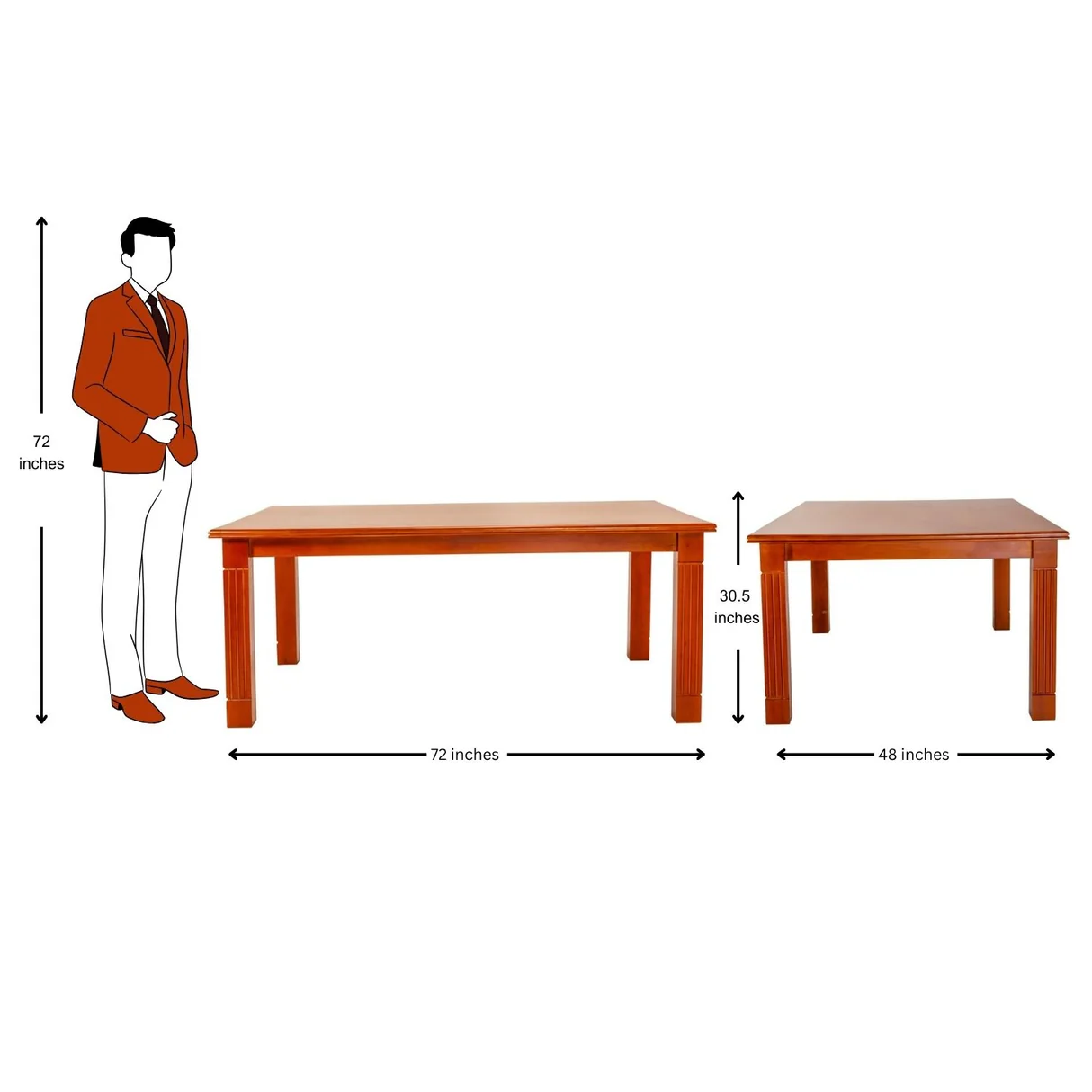 Montreal Rectangle Wooden Top Dining Table 6 Seater - Teak Finish image 2