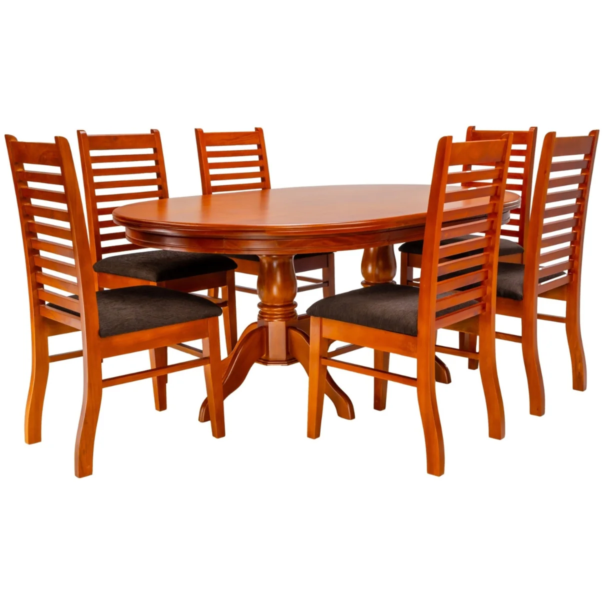 Texas Wooden Top 6-Seater Dining Set - Teak Finish