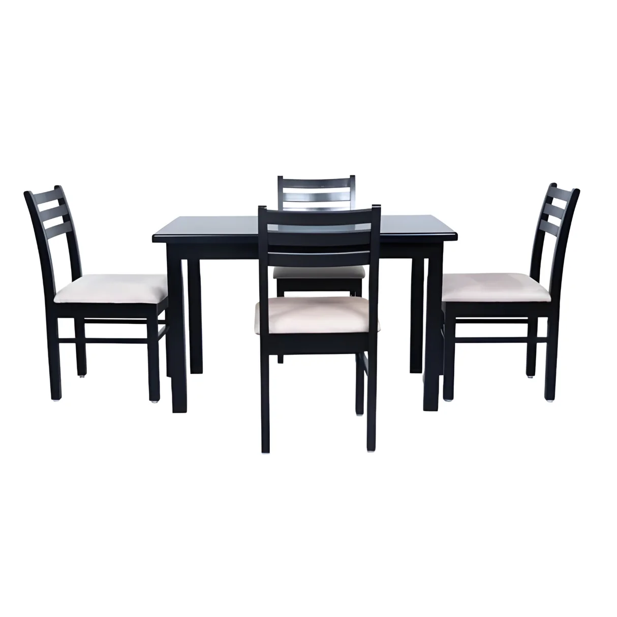 Moscow Wooden Top 4-Seater Dining Set - Dark Walnut Finish image 3