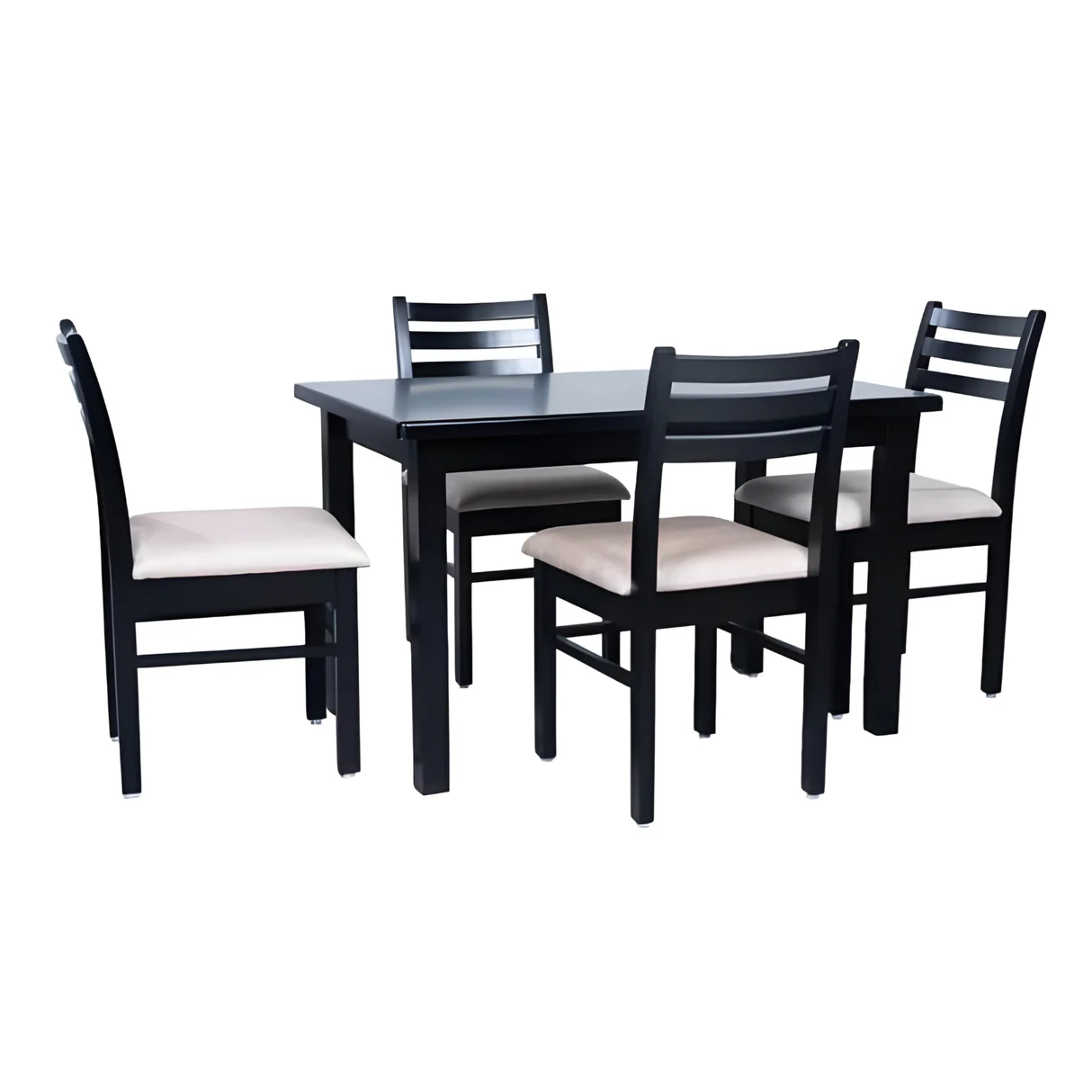 Moscow Wooden Top 4-Seater Dining Set - Dark Walnut Finish
