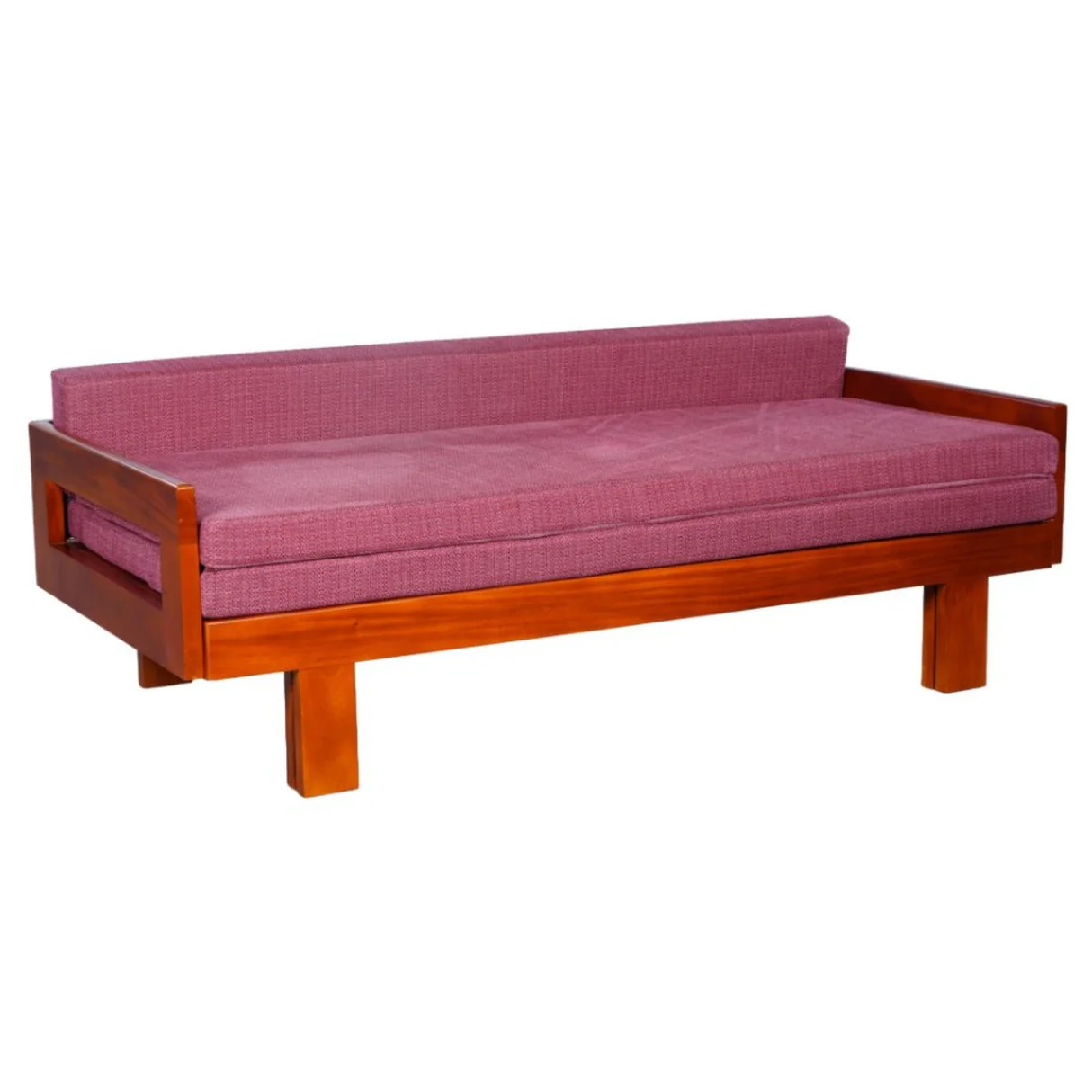 Olive Wooden Sofa cum Bed - Teak Finish image 3