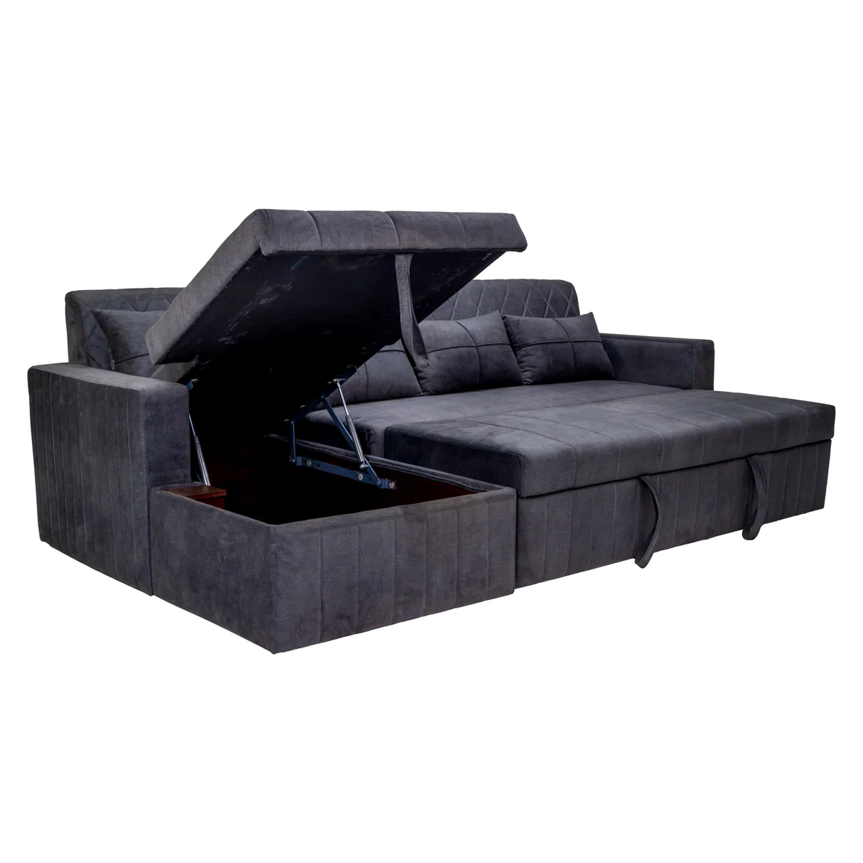 Oslo Modern Fabric Sofa Cum Bed - Dark Grey image 2